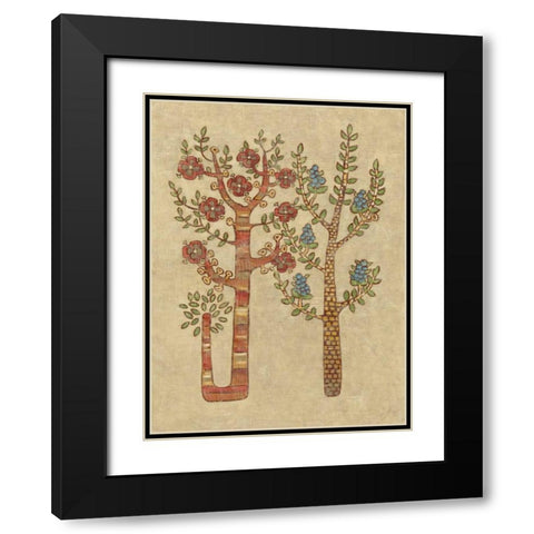 Linen Trees II Black Modern Wood Framed Art Print with Double Matting by Zarris, Chariklia