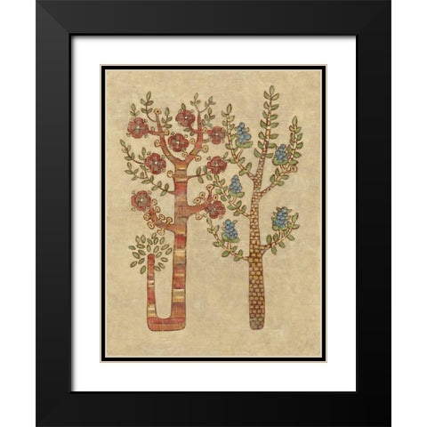 Linen Trees II Black Modern Wood Framed Art Print with Double Matting by Zarris, Chariklia