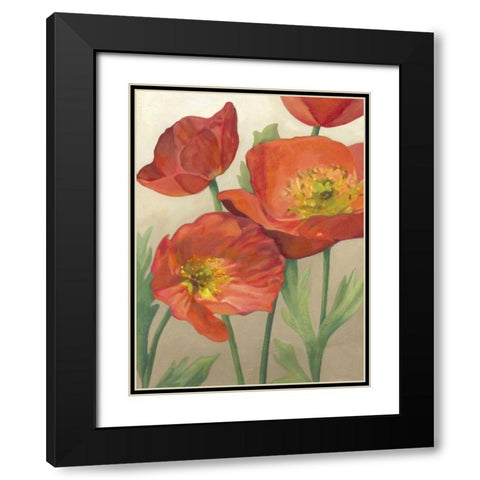 Poppy Love I Black Modern Wood Framed Art Print with Double Matting by Meagher, Megan