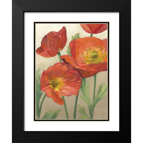 Poppy Love I Black Modern Wood Framed Art Print with Double Matting by Meagher, Megan