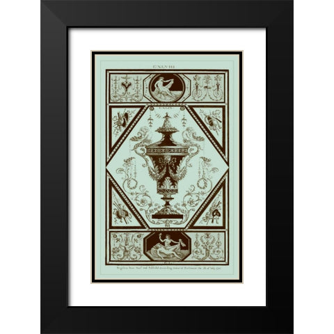 Pergolesi Urns in Celadon I Black Modern Wood Framed Art Print with Double Matting by Pergolesi
