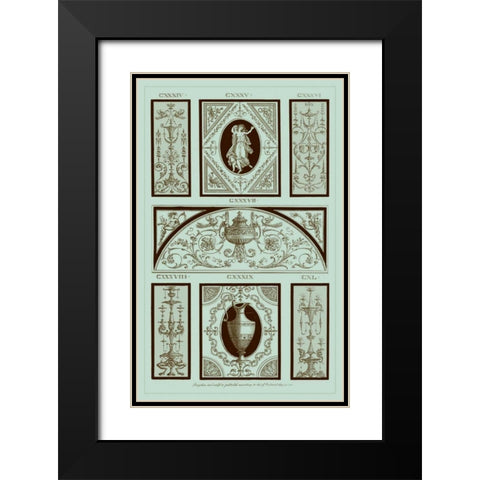 Pergolesi Panel in Celadon I Black Modern Wood Framed Art Print with Double Matting by Pergolesi