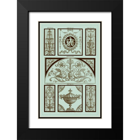Pergolesi Panel in Celadon III Black Modern Wood Framed Art Print with Double Matting by Pergolesi