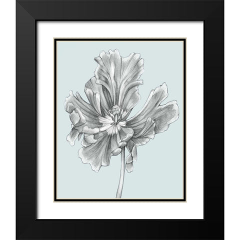 Silvery Blue Tulips III Black Modern Wood Framed Art Print with Double Matting by Goldberger, Jennifer