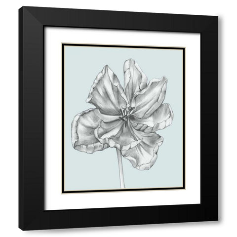 Silvery Blue Tulips IV Black Modern Wood Framed Art Print with Double Matting by Goldberger, Jennifer