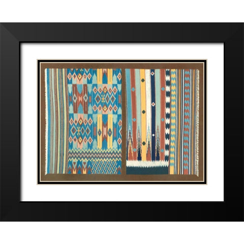 Indian Carpet Design Black Modern Wood Framed Art Print with Double Matting by J.B. Waring