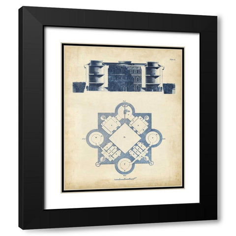 Architectural Blueprint I Black Modern Wood Framed Art Print with Double Matting by Andrew Cook George