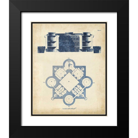 Architectural Blueprint I Black Modern Wood Framed Art Print with Double Matting by Andrew Cook George