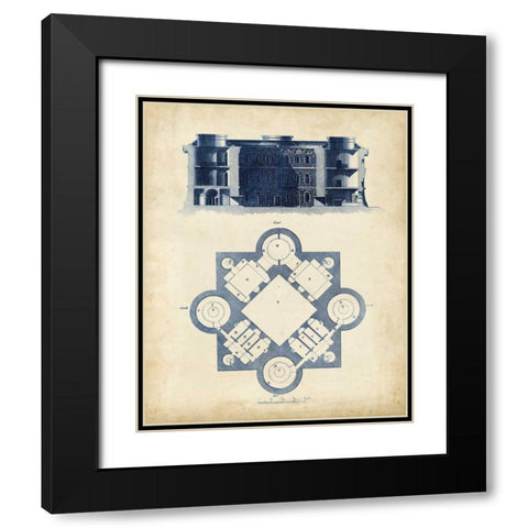 Architectural Blueprint II Black Modern Wood Framed Art Print with Double Matting by Andrew Cook George