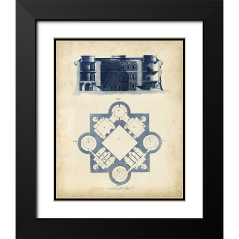 Architectural Blueprint II Black Modern Wood Framed Art Print with Double Matting by Andrew Cook George