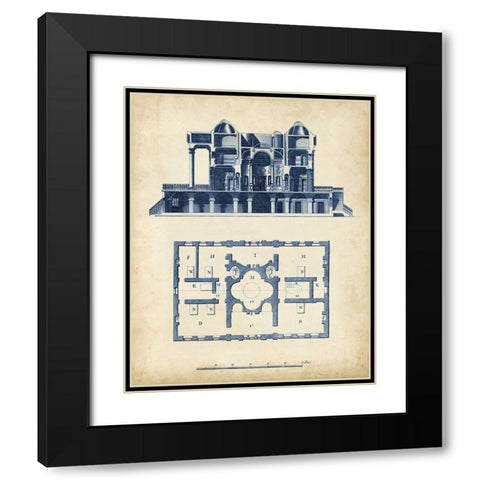 Architectural Blueprint III Black Modern Wood Framed Art Print with Double Matting by Andrew Cook George