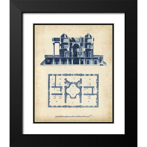 Architectural Blueprint III Black Modern Wood Framed Art Print with Double Matting by Andrew Cook George
