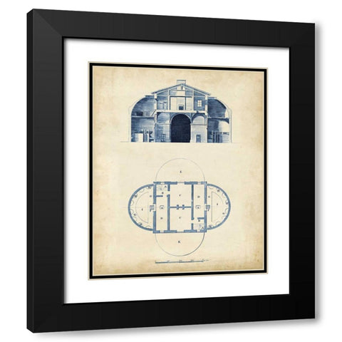 Architectural Blueprint V Black Modern Wood Framed Art Print with Double Matting by Andrew Cook George