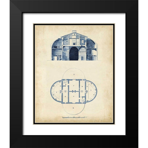 Architectural Blueprint V Black Modern Wood Framed Art Print with Double Matting by Andrew Cook George