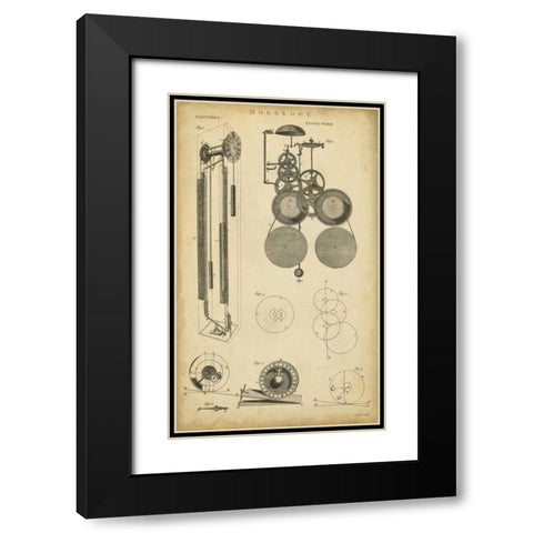 Clockworks II Black Modern Wood Framed Art Print with Double Matting by Chambers