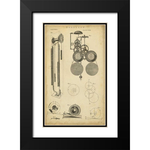 Clockworks II Black Modern Wood Framed Art Print with Double Matting by Chambers