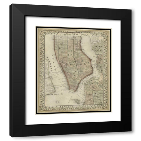 Plan of New York Black Modern Wood Framed Art Print with Double Matting by Mitchell