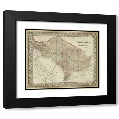 Plan of Washington, D.C. Black Modern Wood Framed Art Print with Double Matting by Mitchell