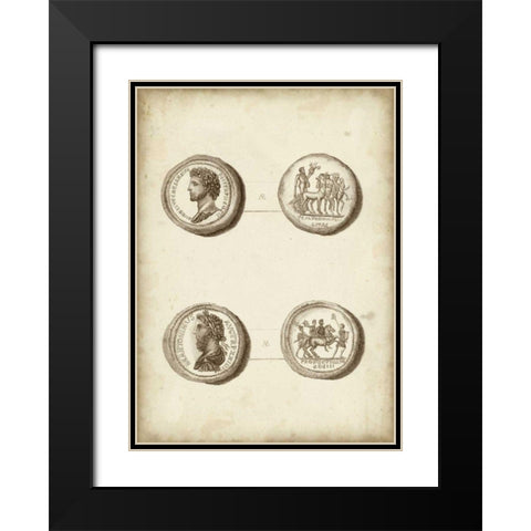 Antique Roman Coins VI Black Modern Wood Framed Art Print with Double Matting by Unknown