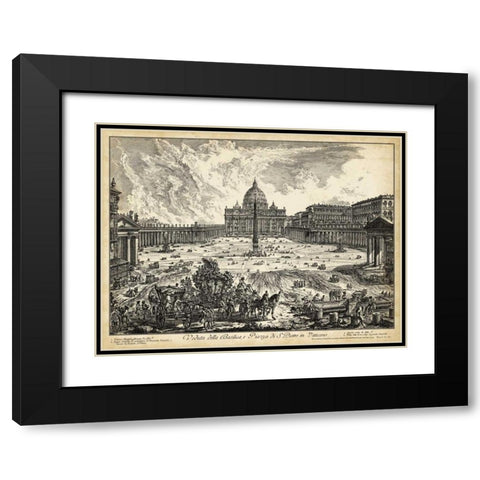 Veduta della Basilica di S. Pietro Black Modern Wood Framed Art Print with Double Matting by Piranesi