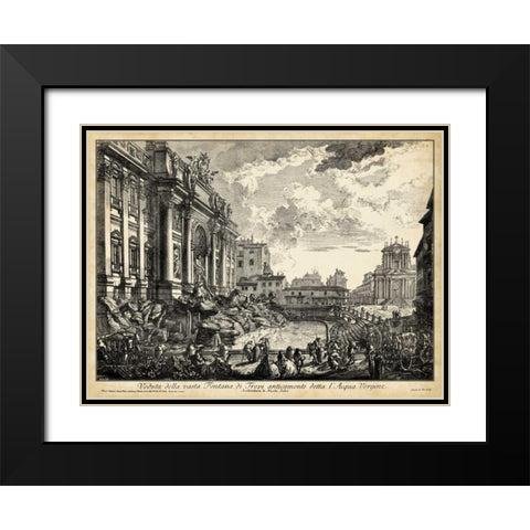 Veduta della vasta Fontana di Trevi Black Modern Wood Framed Art Print with Double Matting by Piranesi