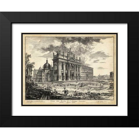 Veduta Basilica S.Giovanni Laterano Black Modern Wood Framed Art Print with Double Matting by Piranesi