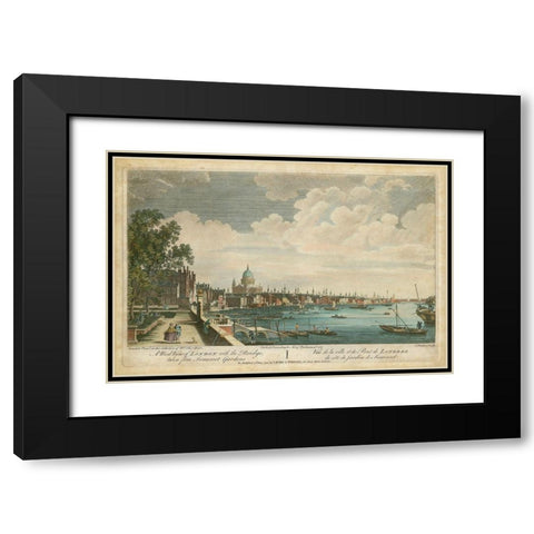 West View of London Black Modern Wood Framed Art Print with Double Matting by Unknown