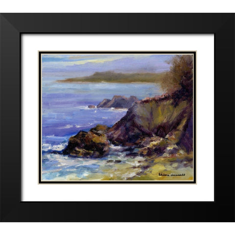 Surf on the Rocks Black Modern Wood Framed Art Print with Double Matting by Chenault, Barbara