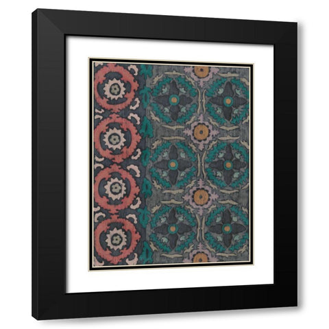 Sarkara Suzani I Black Modern Wood Framed Art Print with Double Matting by Zarris, Chariklia