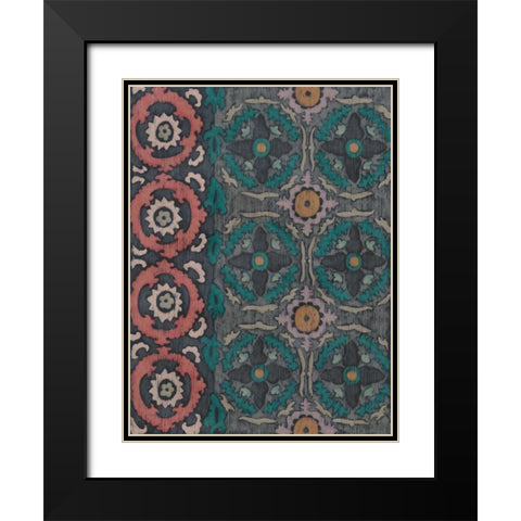 Sarkara Suzani I Black Modern Wood Framed Art Print with Double Matting by Zarris, Chariklia