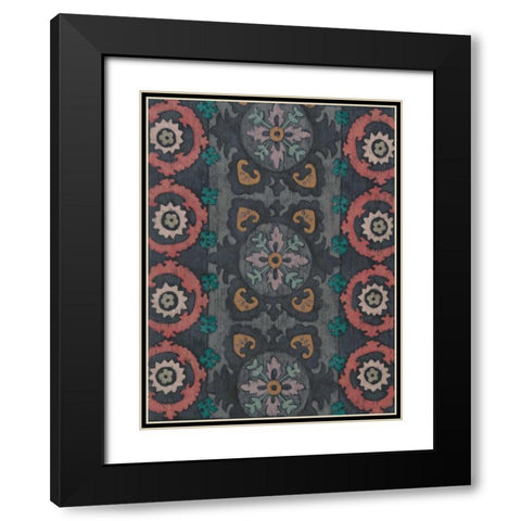 Sarkara Suzani II Black Modern Wood Framed Art Print with Double Matting by Zarris, Chariklia