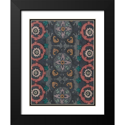 Sarkara Suzani II Black Modern Wood Framed Art Print with Double Matting by Zarris, Chariklia