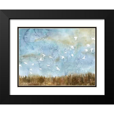 Birds in Flight I Black Modern Wood Framed Art Print with Double Matting by Meagher, Megan