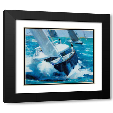 White Water Black Modern Wood Framed Art Print with Double Matting by Crain, Curt