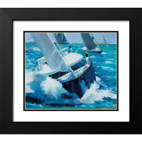 White Water Black Modern Wood Framed Art Print with Double Matting by Crain, Curt