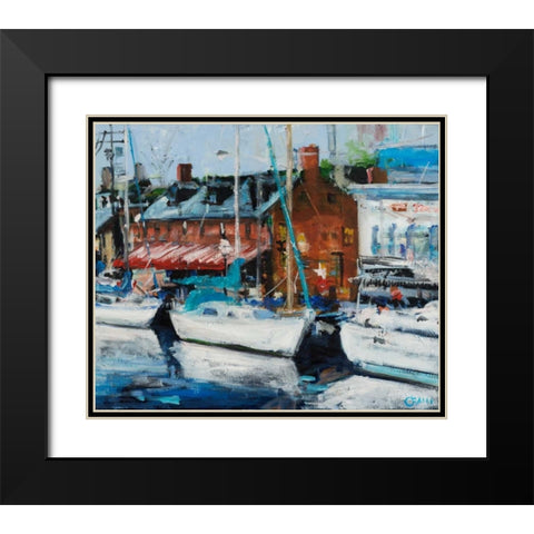 Annapolis Wharf Black Modern Wood Framed Art Print with Double Matting by Crain, Curt