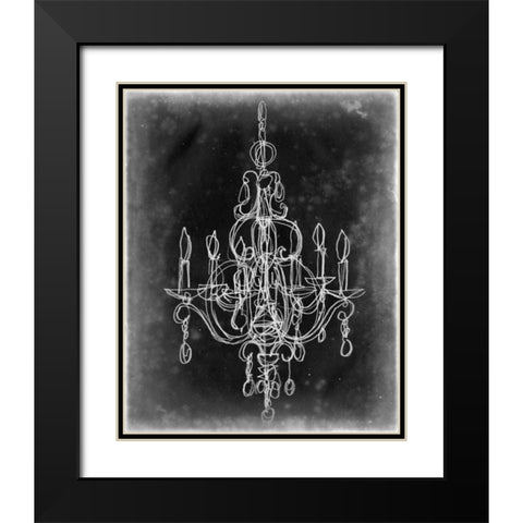 Chalkboard Chandelier Sketch IV Black Modern Wood Framed Art Print with Double Matting by Harper, Ethan