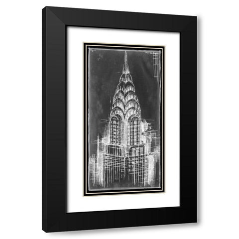 Chrysler Blueprint Black Modern Wood Framed Art Print with Double Matting by Harper, Ethan