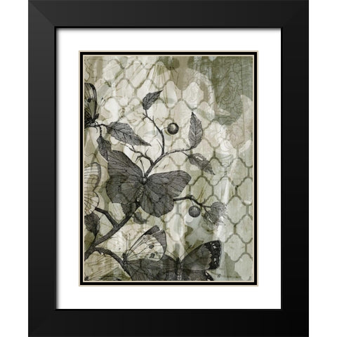 Arabesque Butterflies I Black Modern Wood Framed Art Print with Double Matting by Goldberger, Jennifer