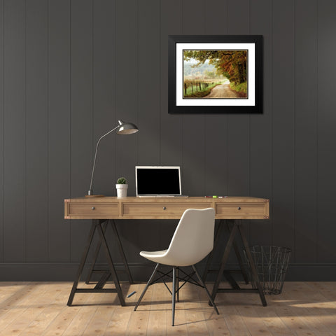 Autumn on a Country Road Black Modern Wood Framed Art Print with Double Matting by Head, Danny