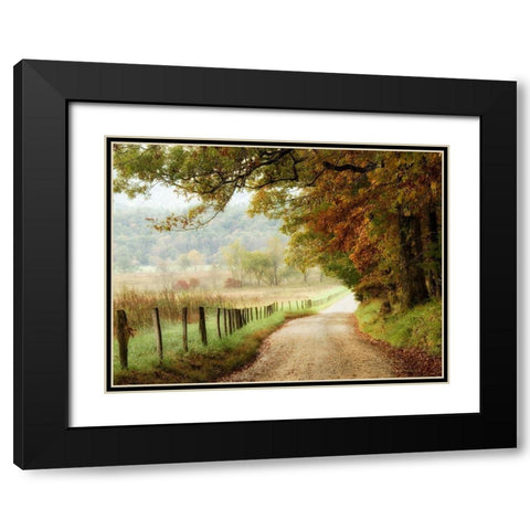 Autumn on a Country Road Black Modern Wood Framed Art Print with Double Matting by Head, Danny