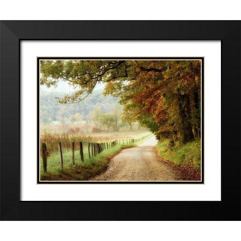 Autumn on a Country Road Black Modern Wood Framed Art Print with Double Matting by Head, Danny