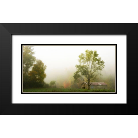 Fog at the Farm Black Modern Wood Framed Art Print with Double Matting by Head, Danny