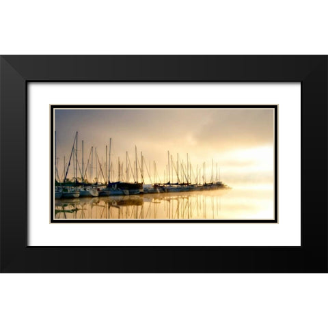 Marina Morning I Black Modern Wood Framed Art Print with Double Matting by Head, Danny
