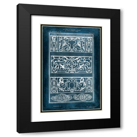 Ornamental Iron Blueprint I Black Modern Wood Framed Art Print with Double Matting by Vision Studio