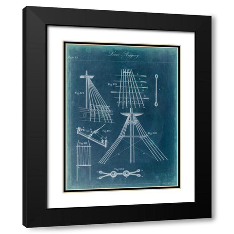 Nautical Detail Blueprint II Black Modern Wood Framed Art Print with Double Matting by Vision Studio