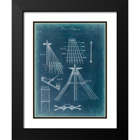 Nautical Detail Blueprint II Black Modern Wood Framed Art Print with Double Matting by Vision Studio