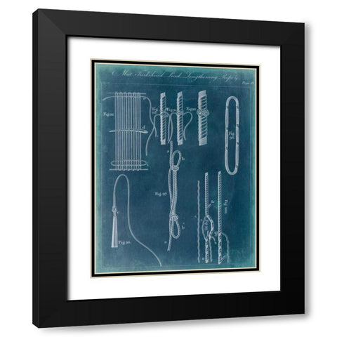 Nautical Detail Blueprint III Black Modern Wood Framed Art Print with Double Matting by Vision Studio