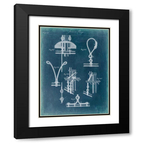Nautical Detail Blueprint IV Black Modern Wood Framed Art Print with Double Matting by Vision Studio