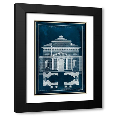 Palace Facade Blueprint II Black Modern Wood Framed Art Print with Double Matting by Vision Studio